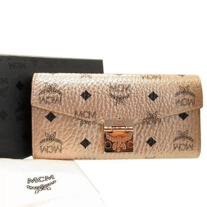 MCM Chain Shoulder Bag Long Wallet – Champagne Gold Leather