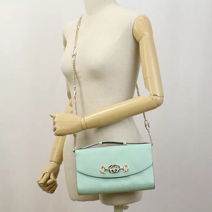 Auth GUCCI Zumi Handbag In Green Leather