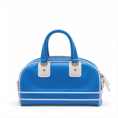 Christian Dior Vaib Bowling Bag Leather 2 Way Handbag Blue