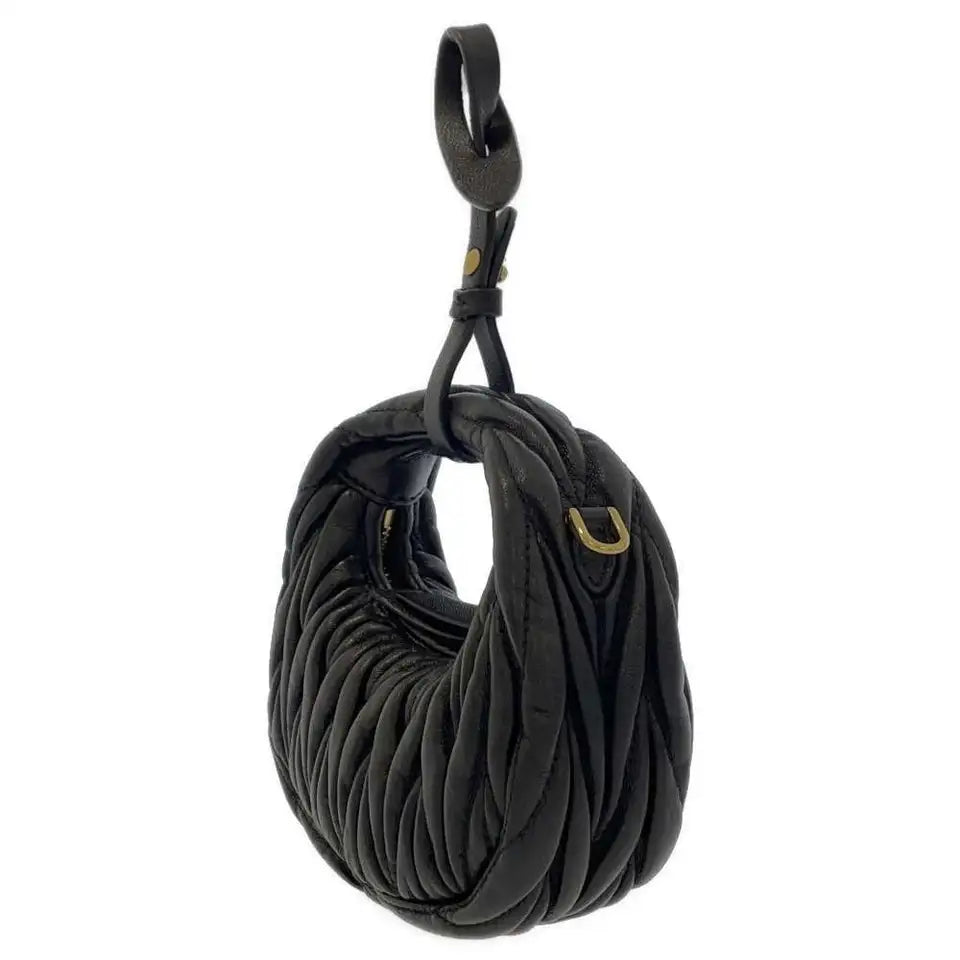 MIUMIU Wonder Matelasse Hobo Bag Leather Black