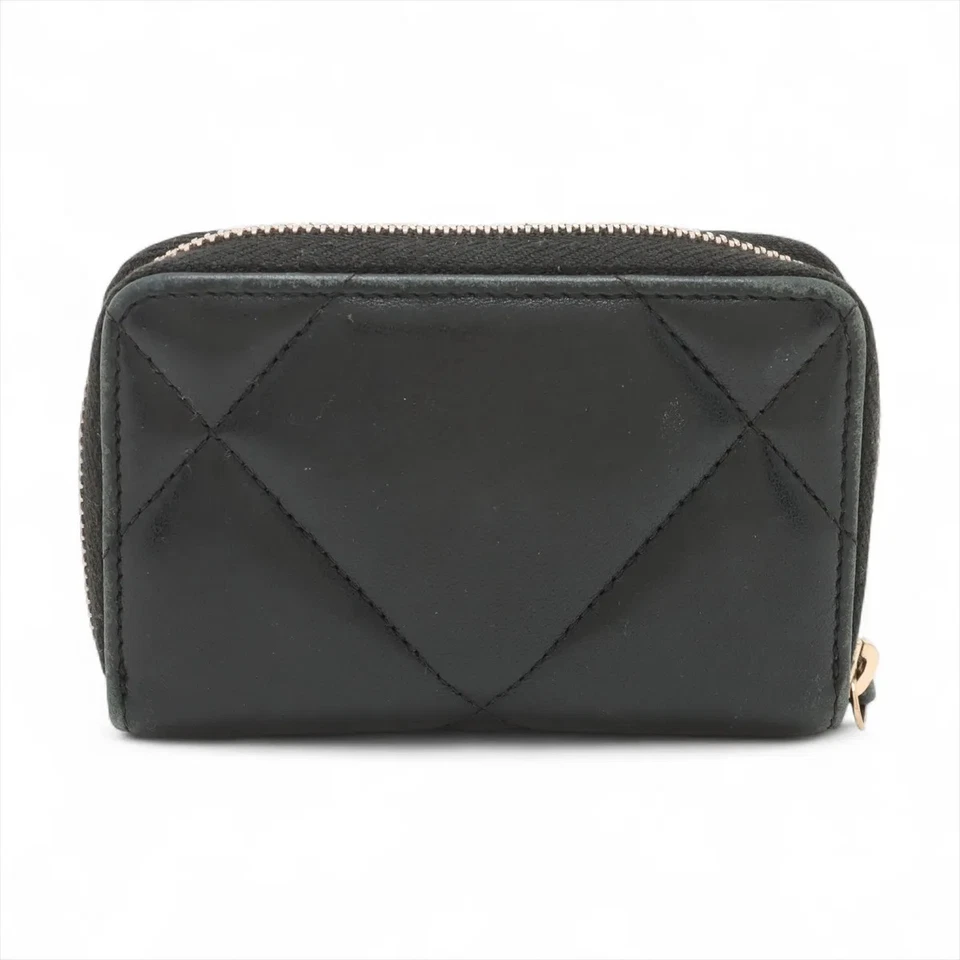 Chanel CHANEL 19 Lambskin Coin Purse Black Gold Metal Fittings