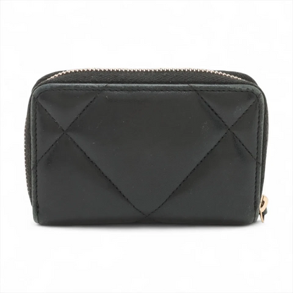 Chanel CHANEL 19 Lambskin Coin Purse Black Gold Metal Fittings