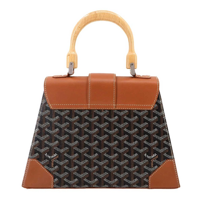 Goyard Saigon PM in Black Goyardine Canvas, Leather & Wood