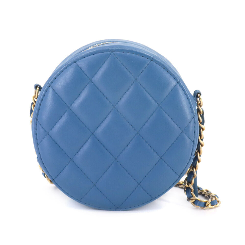 CHANEL Matelasse Mini Classic Chain Shoulder Bag Leather Blue