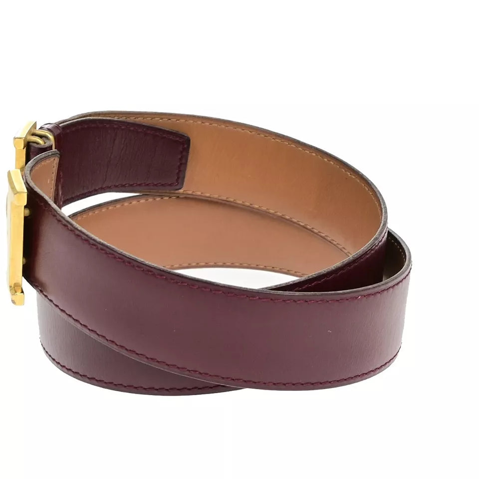 HERMES H Logo Constance Reversible Buckle Belt – Bordeaux Brown/Gold-Plated