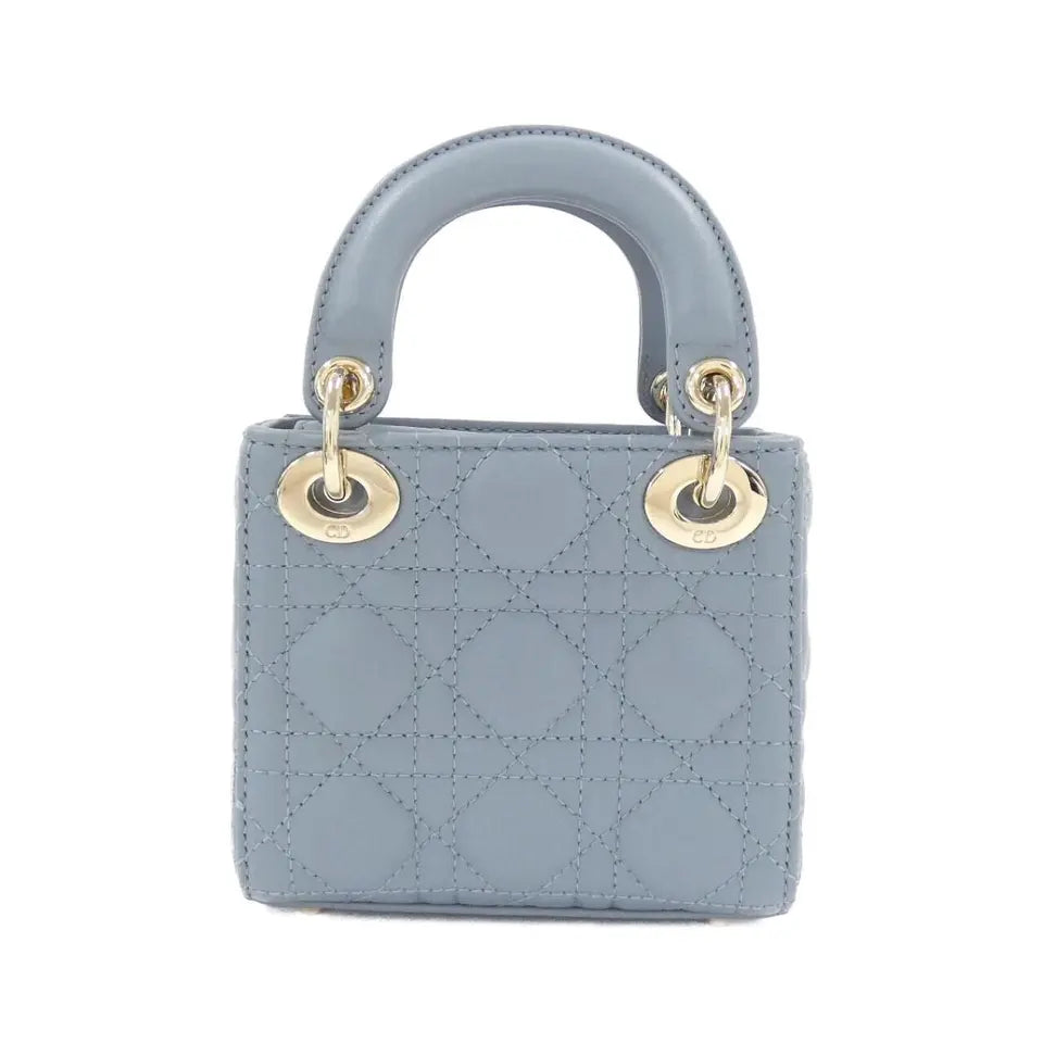 Authentic Dior Lady Dior Micro Bag in Cloud Blue with Gold Hardware