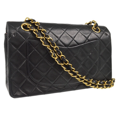 Chanel Black Lambskin Small Classic Double Flap Shoulder Bag
