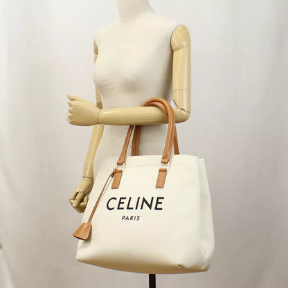 Auth CELINE Tote Bag In White Canvas