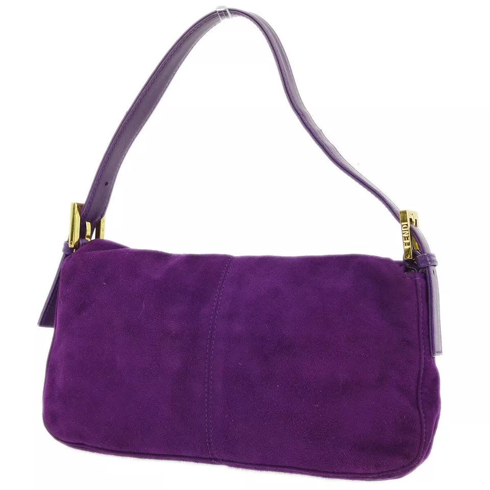 Fendi Purple Suede Baguette Handbag