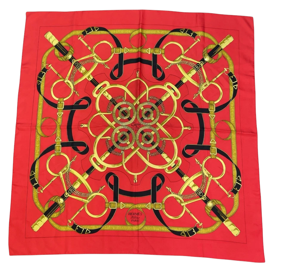 Hermes Carré 90 Eperon d'or Golden Spur Multicolor Silk Scarf