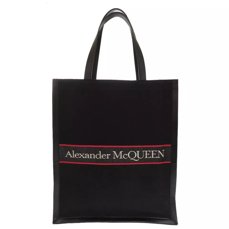 Alexander McQueen Tote Bag – Black Canvas/Leather