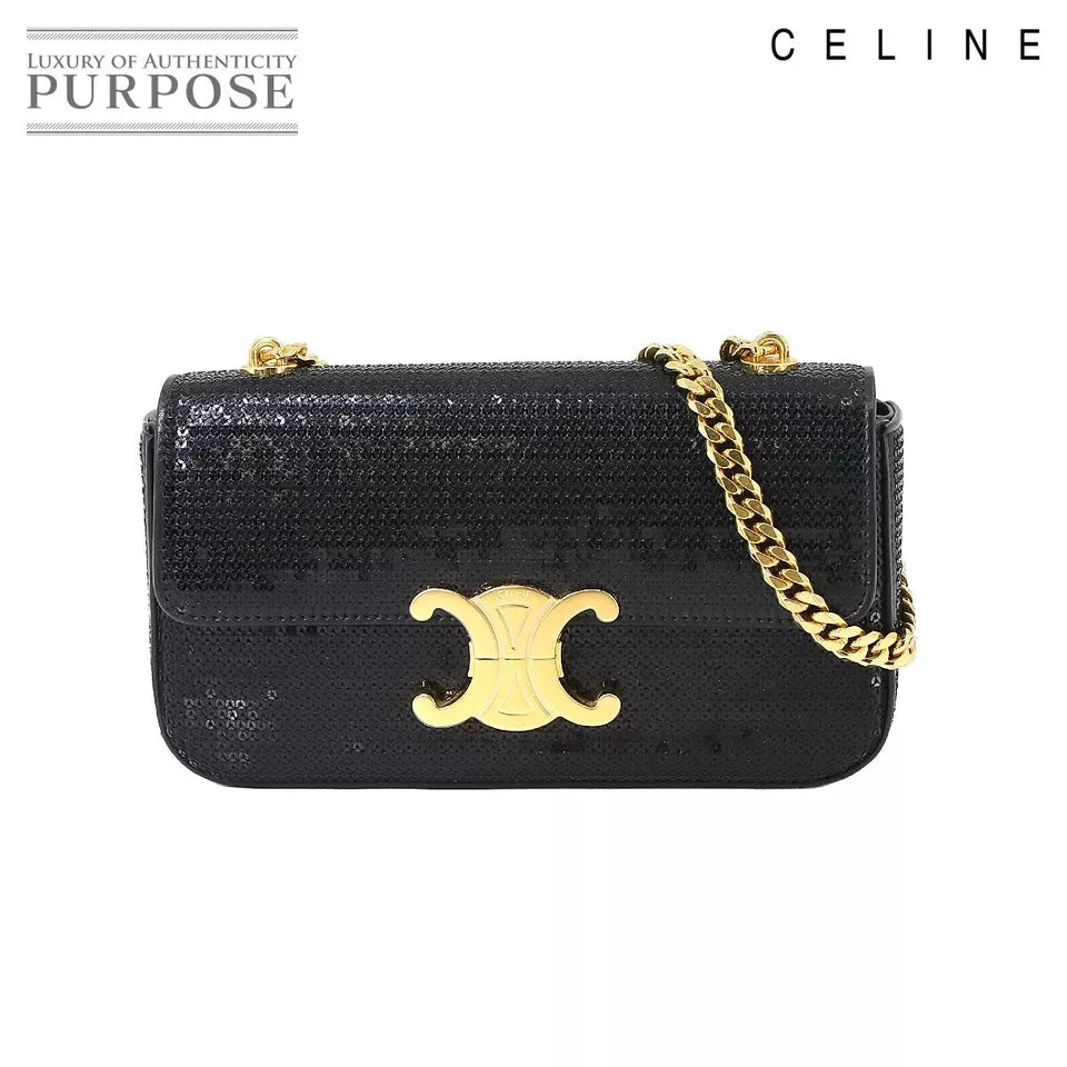 CELINE Triomphe Sequins Chain Shoulder Bag