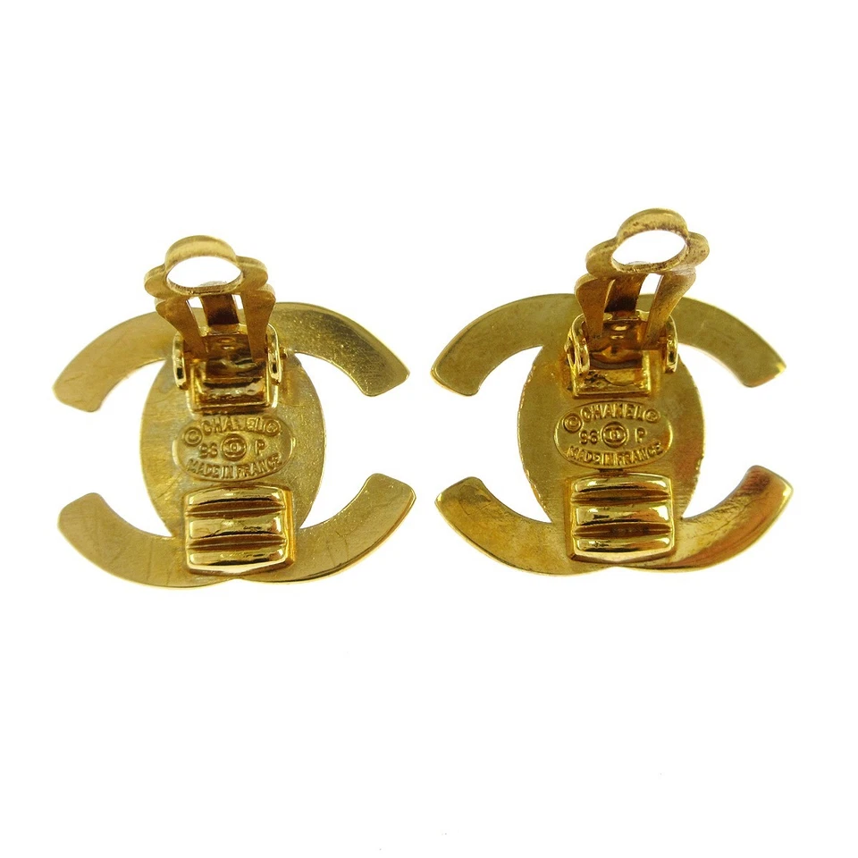 Chanel CC Turnlock Earrings Clip-On Gold Small 96P
