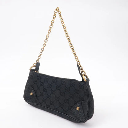 GUCCI Chain Hand Bag Pouch Black GG