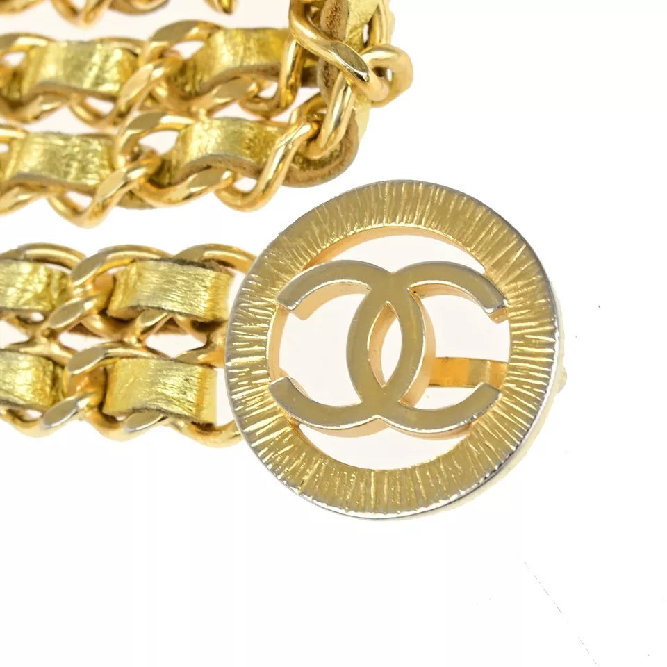 Chanel CC Logo Coin Chain Belt Leather Gold GHW France Accessory