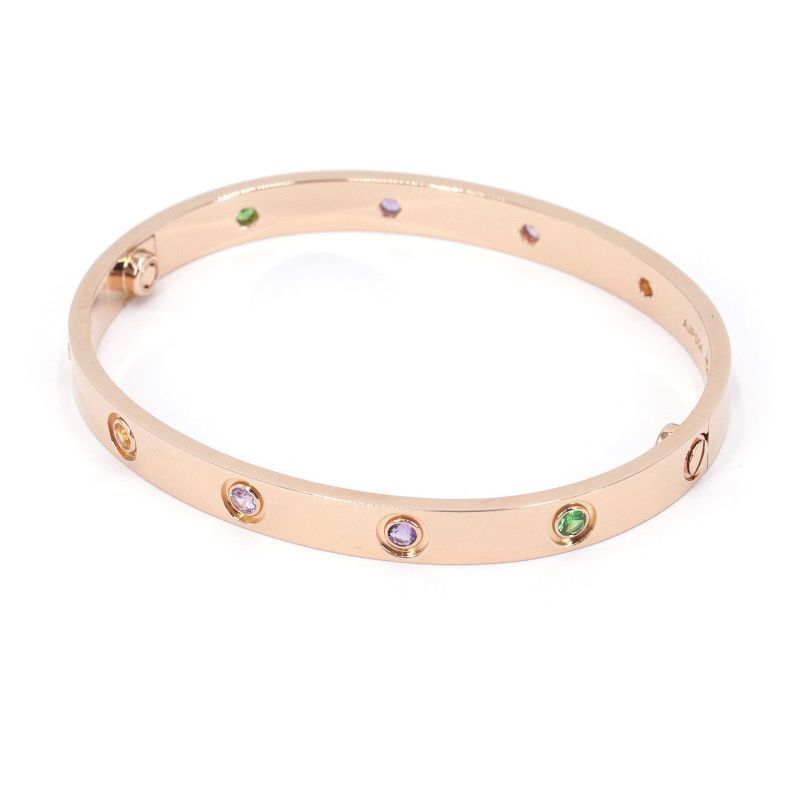 Cartier Love Bracelet New Model #18 in K18 Pink Gold with Multi-color Stones