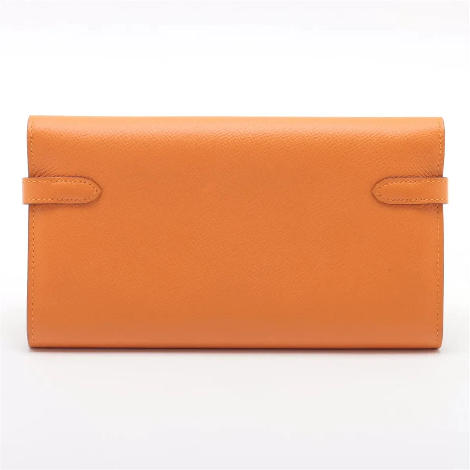 Hermès Kelly Wallet Veau Epsom Wallet Orange x Pink Silver Metal D Stamp