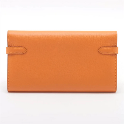 Hermès Kelly Wallet Veau Epsom Wallet Orange x Pink Silver Metal D Stamp