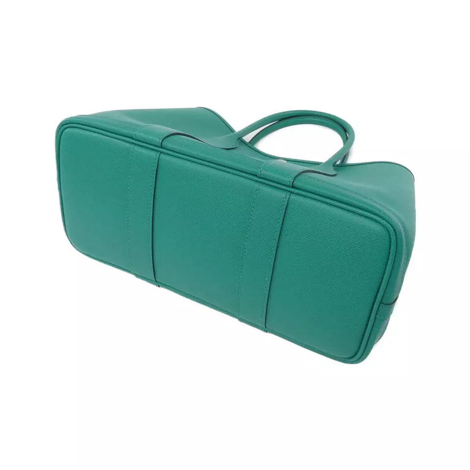 Authentic HERMES Garden Party Bag in Vert Jade Epson Leather with Palladium Hardware