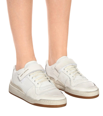 Saint Laurent Women's White Sl24 Leather Sneakers