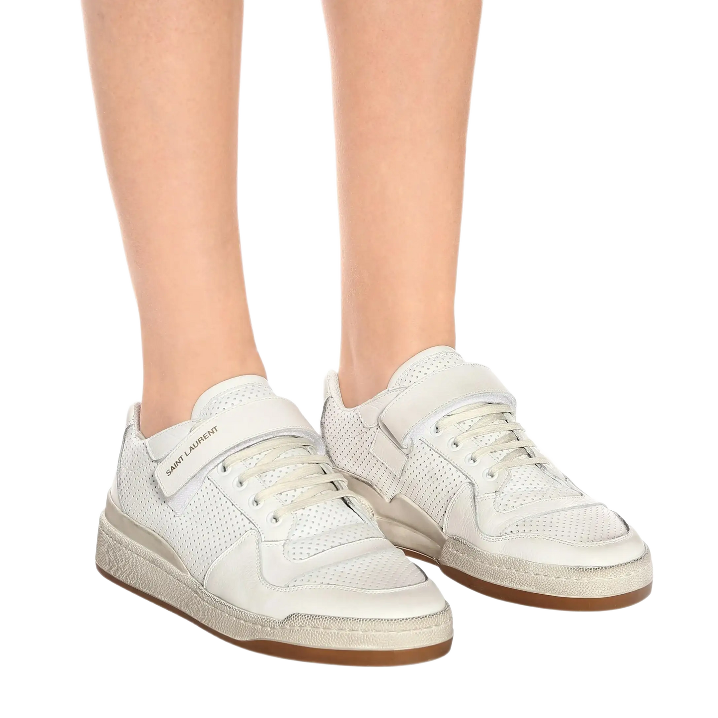 Saint Laurent Women's White Sl24 Leather Sneakers