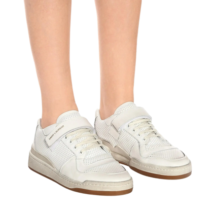 Saint Laurent Women's White Sl24 Leather Sneakers